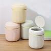 Luxury Press Top Mini Trash Can with Lid Creative Small Plastic Waste Bin for Office Living Room Bedroom Study Kitchen Desktop
