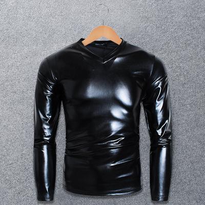 Maglietta da Uomo Top Lucido Cosplay Liscia Popolare Superficie Luminosa Scollo a V T-shirt per Casa