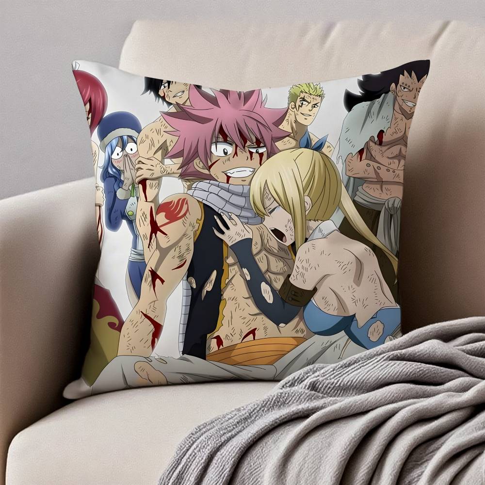 F-Fairy T-Tail Pillow Case Anti-dustmite Pillowcase Invisible Zipper Silky Short Plush Sofa Cushion Cover