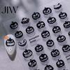 Funny Expression Nail Decals Halloween Art Stickers, 3D Embossed Skeleton Hand Pumpkin Bat Retro Black Stickers Decals, Self-Adhesive Manicure