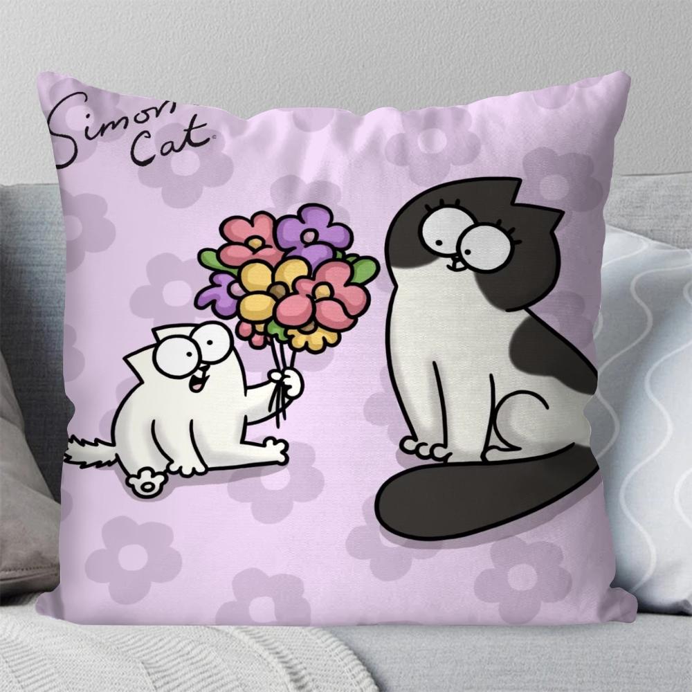 Cartoon S-Simons-Cat Cute Pillow Case Square Pillow Bedroom Sofa Leisure Comfort Cushion Car Living Room Home Decoration 40X40