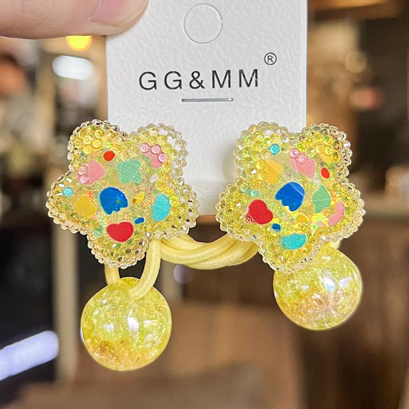 1 Pair  New Cute Burst Bead Bow Princess Headwear Kids Elastic Hair Bands Children Hair Ropes Girls Hair Accessories