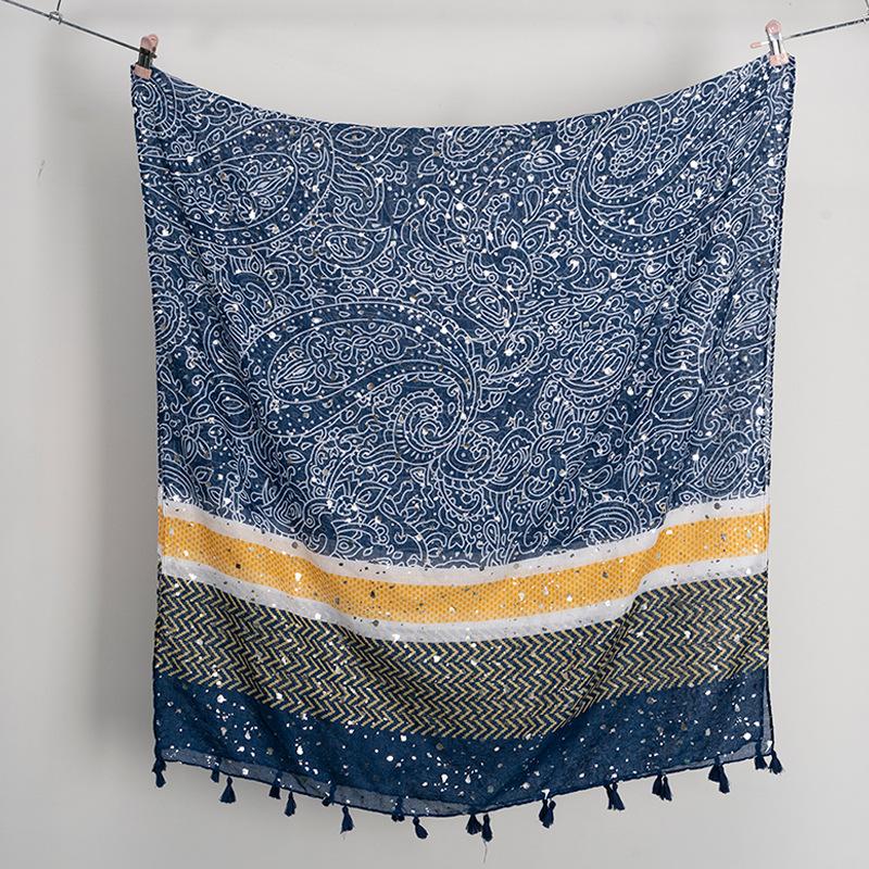 

Золотой Блестящий Горошек Индийский Цветочный Кисточка Вискозная Шаль Шарф Леди Высокое Качество Накидка Пашмина Стола Буфандас Мусульманский Хиджаб 180*90 см