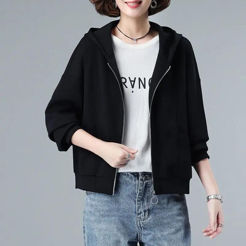 Slim Versatile Hooded Sweatshirt Short Jacket New Autumn Loose