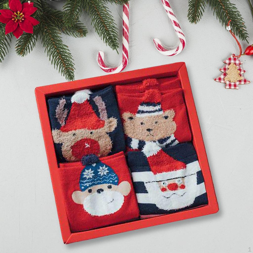 4 Çift Noel Çorabı Noel Yenilik Tatil Kadınlar Doğum Günü İçin