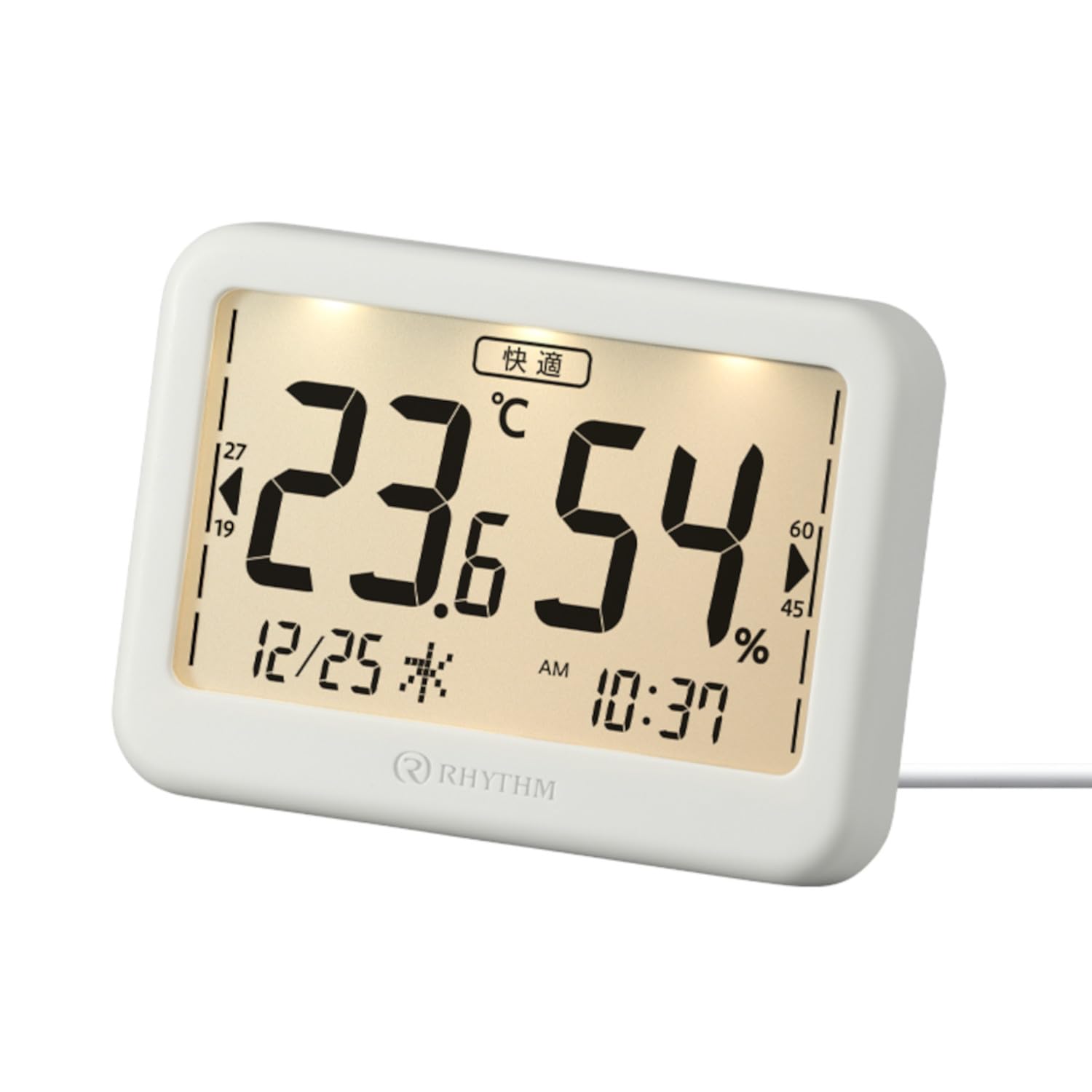 

RHYTHM Digital Thermometer and Comfortable Display at a High Large Screen USB Powered and Battery Light 9YYA46RH08 Hygrometer, Glance, Precision, &
