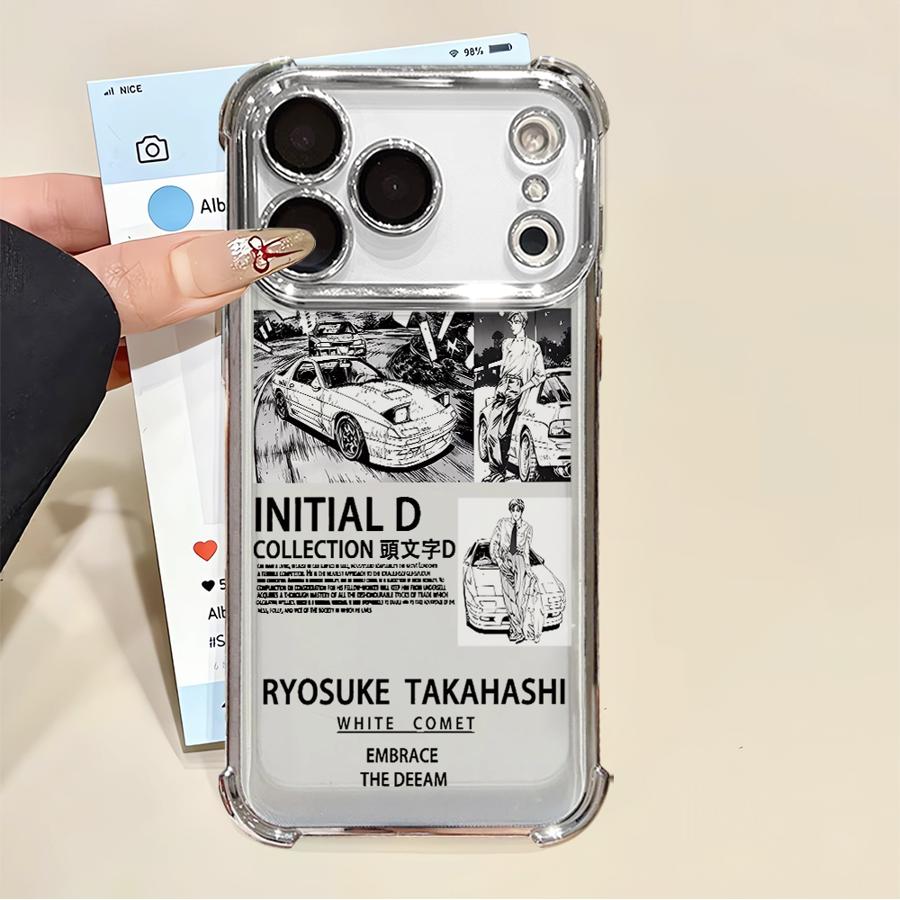 

Чехол для телефона с автомобильным дизайном из аниме InitialS D для iPhone 16e 17 Air 16 15 14 Plus 13 12 11 Pro Max Прозрачная крышка iPhone 16 Pro