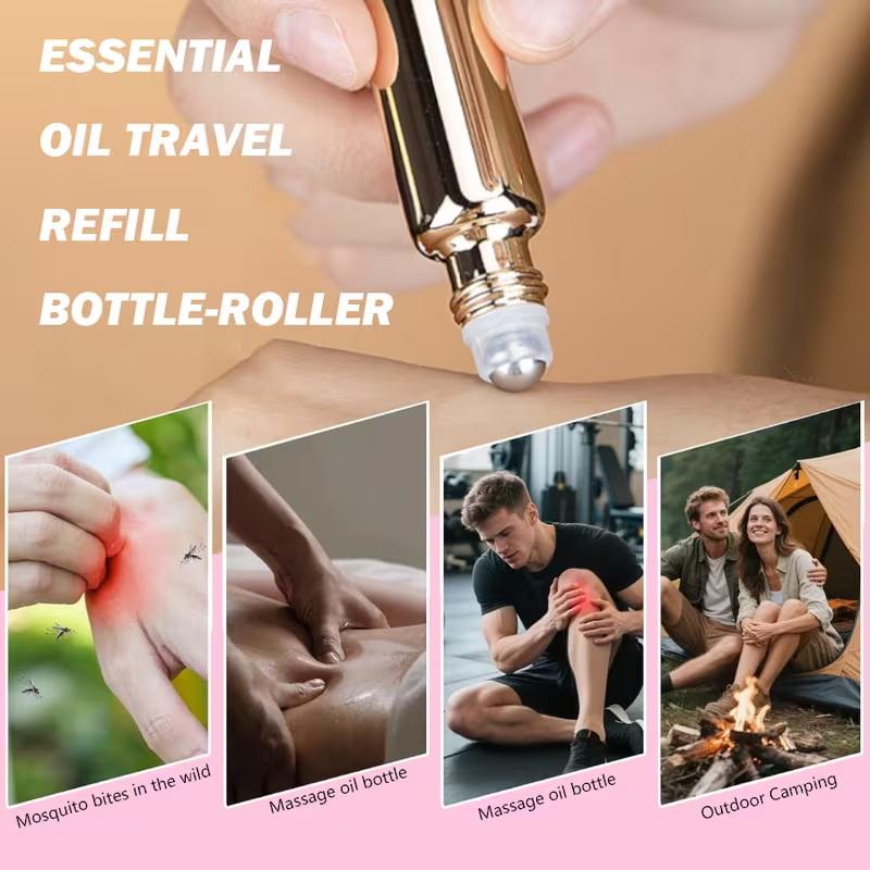 1Pcs Dual Head Perfume Refillable Bottle Essential Oil Roller Ball Glass Spray Bottle Atomizer Empty Bottle For Fragrance Travel
