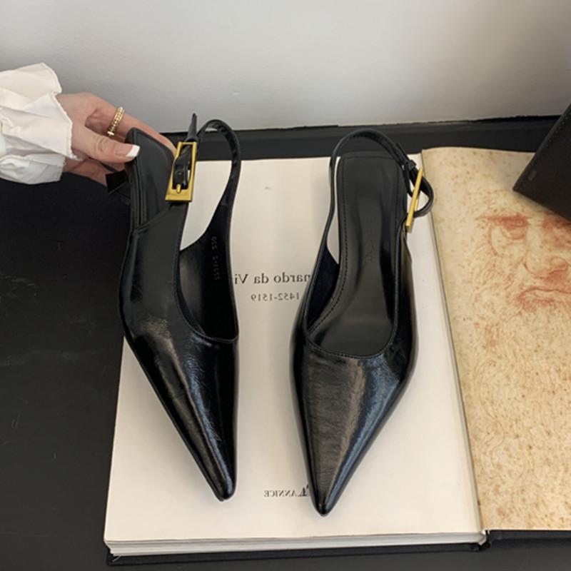 

Bailamos Совершенно новые женские сандалии Модные туфли-мюли с острым носком и мелким верхом, на тонком низком каблуке и ремешком через пятку 39 вино красного