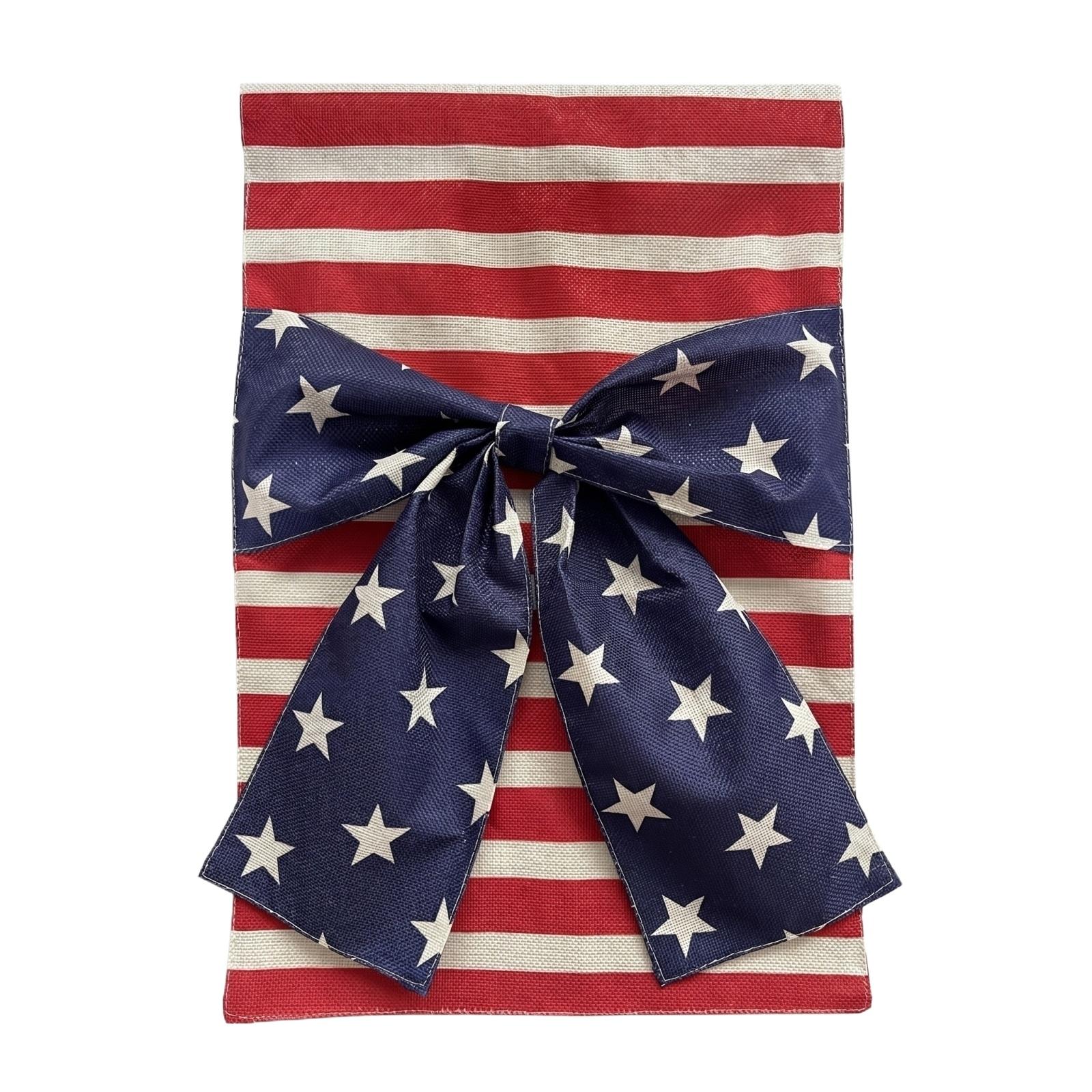 

Decorative Garden Flag with Star Pattern Bow and Striped Design for Outdoor Yard Home Seasonal Display Holiday Decoration One Size