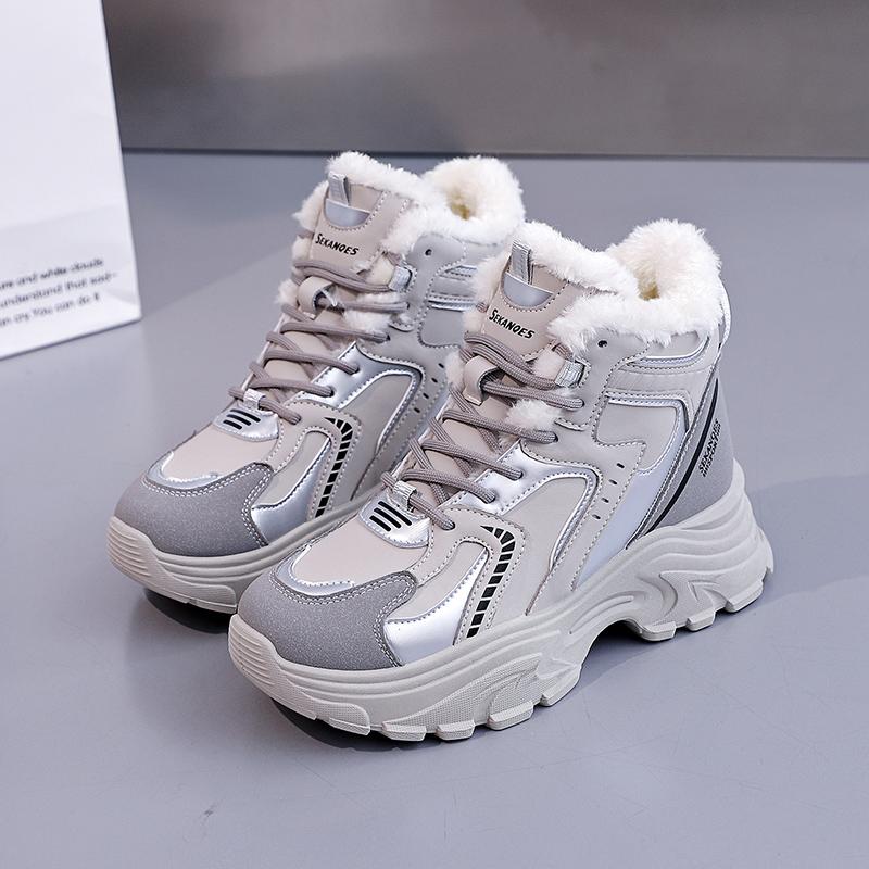 TUINANLE Winter Sneakers with Fur Shoes Woman Casual Sports Skateboard Trainers Women Comfort Warm Plush Athletic Shoes