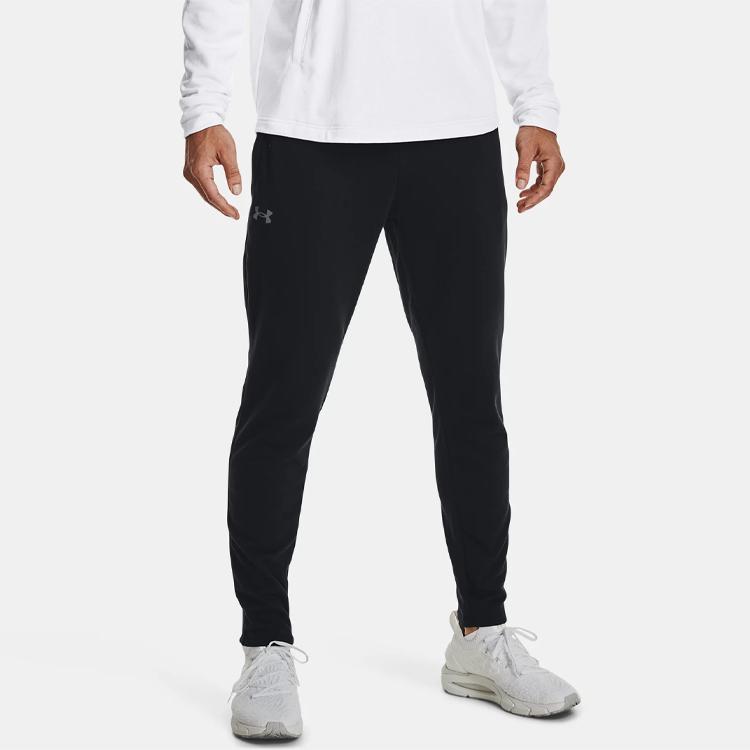 Under Armour Logo Print Breathable Cuffed Sports Pants Men bottoms Black 1369472-001
