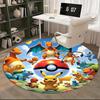 1pc Pokémon Pikachu & Friends Round Carpet - Anime Design Chair Mat, Office Gift, Seasonal Decor, Suitable for Home