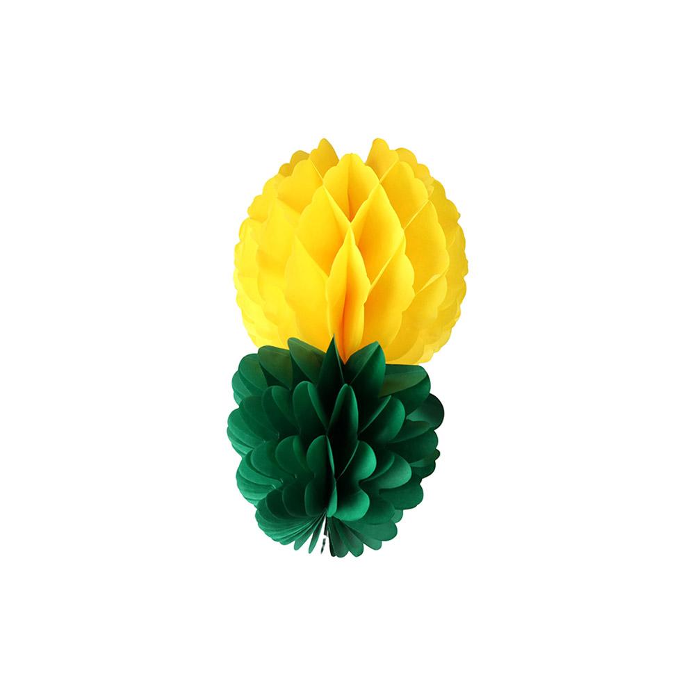 Home Fiesta Birthday Decorations for Summer Party Pineapple Honeycomb Garland Yellow Paper Hawaiian Style Ball Lantern