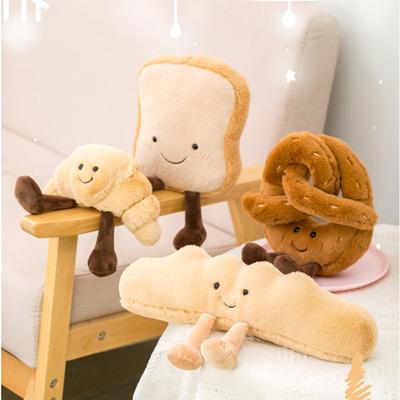Bonito brinquedo de pão de pelúcia recheado comida pretzel croissant baguette pão macio boneca crianças brinquedos presente aniversário