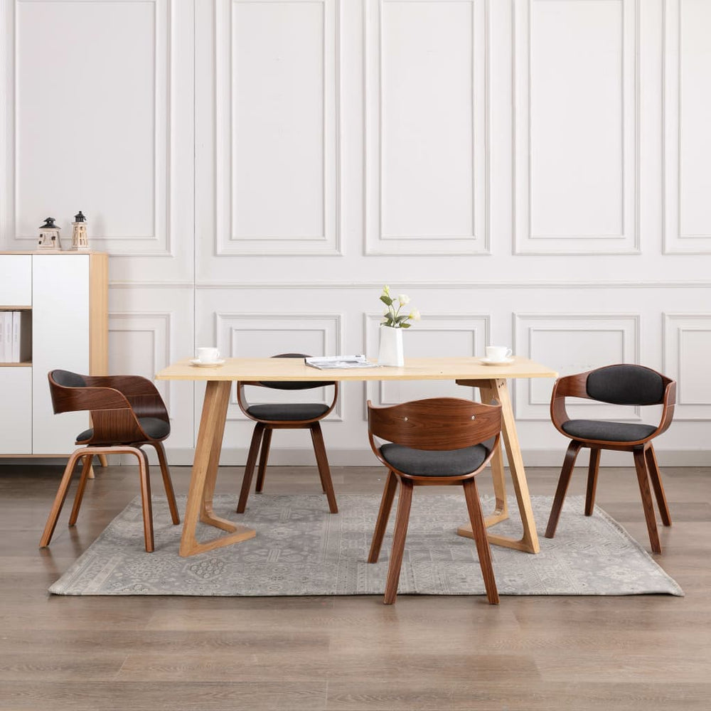 Chaises à manger lot de 6 bois courbé et tissu