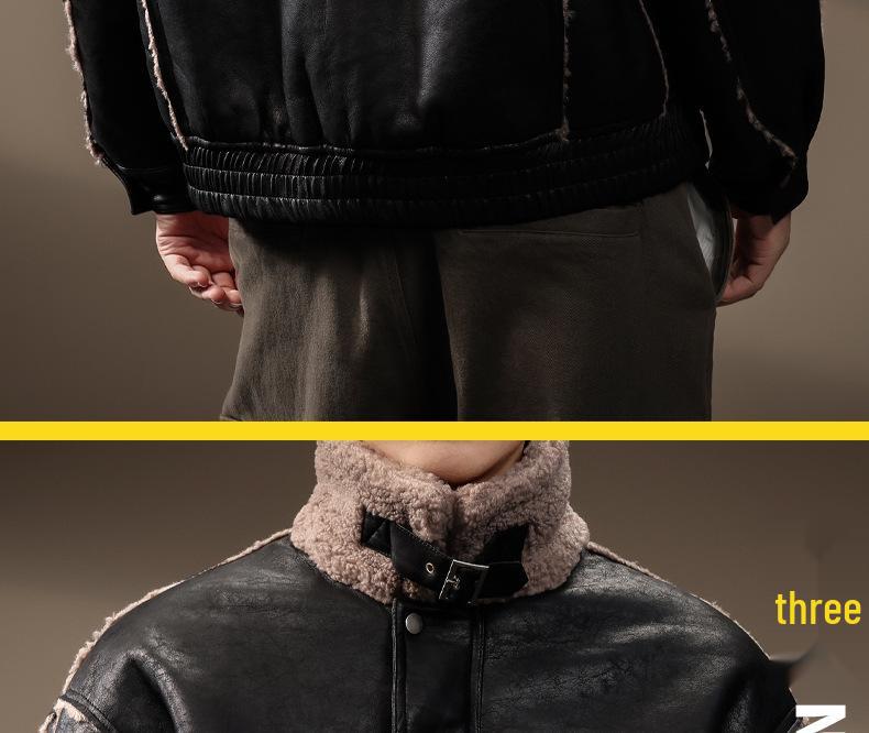 Men's Retro Leather & Fur Cotton Jacket - Warm, Casual, & Thick Winter Outerwear