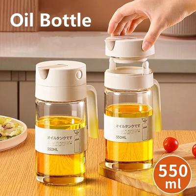 550ml Öl Leere Flasche Ausgießer Glasflaschen Automatisches Öffnen und Schließen Küche Kochöl Spender Essigflasche für Camping BBQ
