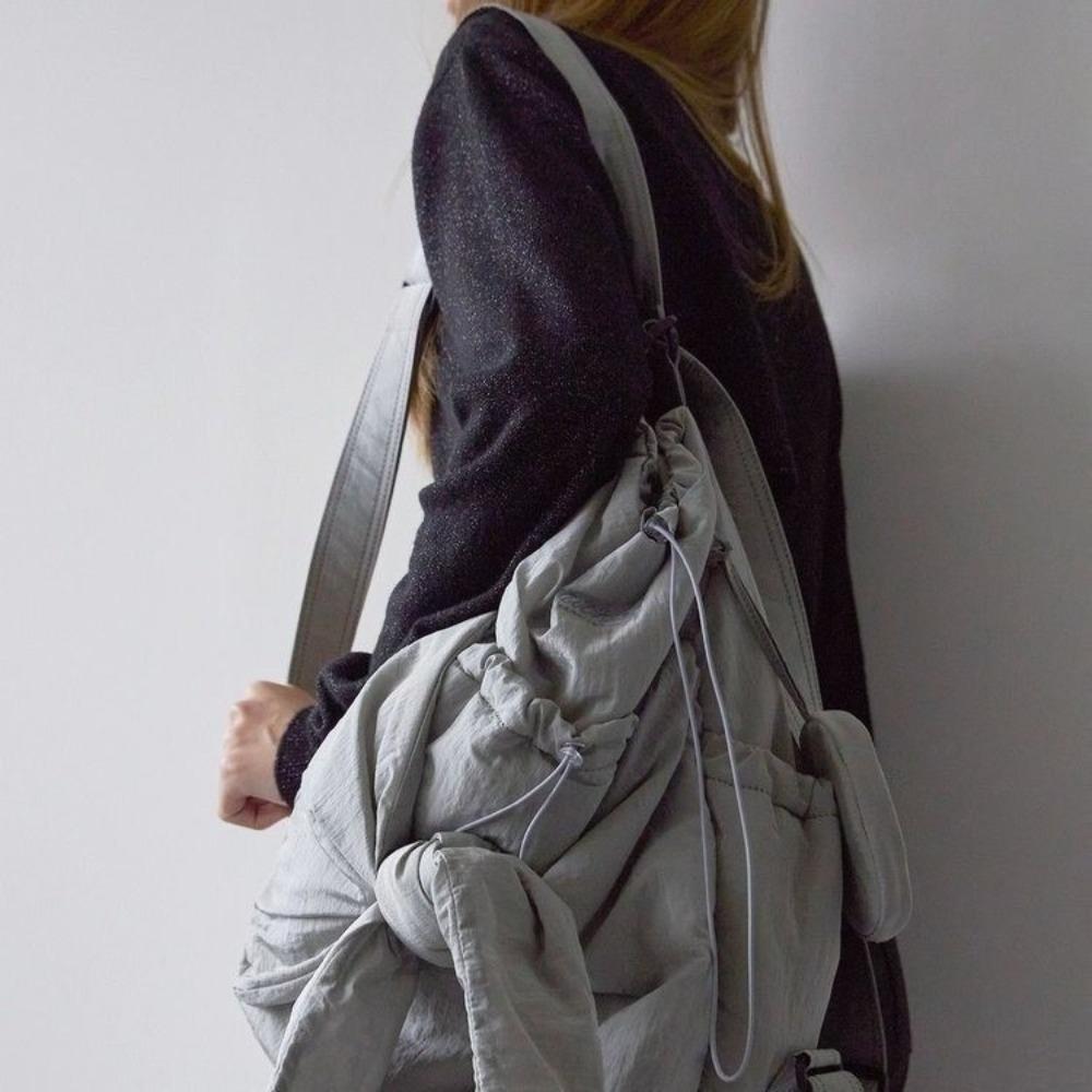 

Bow Drawstring Backpack Nylon Handbag New Women Bag чёрный