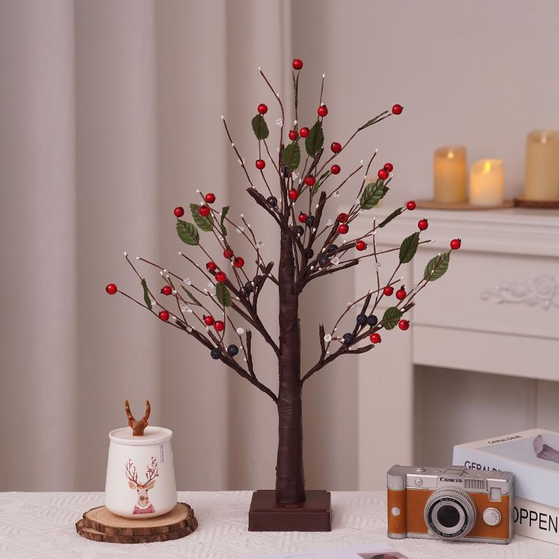 LED Red Berry Luminous Tree - Indoor Christmas Decoration for Parties