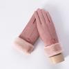 New Female Autumn Winter Non-Inverted Velvet Cashmere Full Finger Warm Lace Gloves Women Cotton Touch Screen Gloves G82