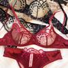 French Ultra Thin Underwire Bra Sexy Lace Embroidery Underwear for Women Summer Mesh Breathable Panties Intimates Lingerie