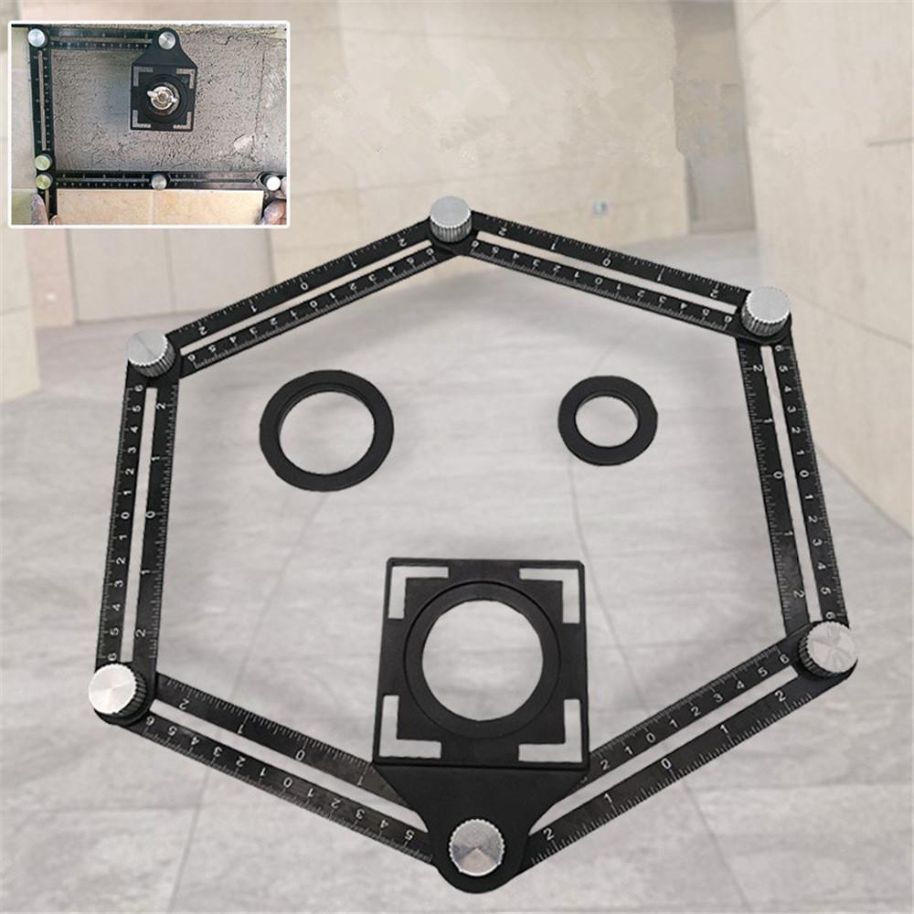 Multi Adjustable Angle Ruler Tile Hole Locator 6 Folding Metal Measuring Ruler Drill Guide Openings Locator 31*5.5*2.6cm