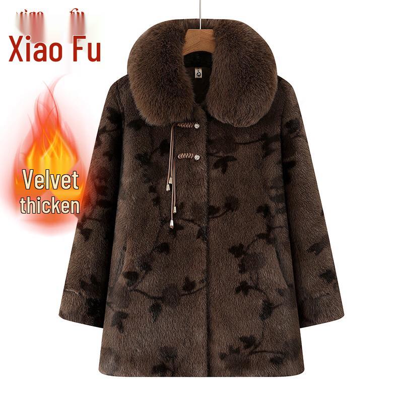 Elegantní dámský zimní kabát ze směsi vlny s přídavkem sametu