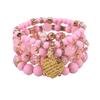 Bohemian Multilayer Elastic Rope Bracelet with Alloy Heart Pendant