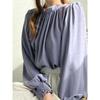 Cross-Border Japanese and Korean Sweet Fashion Commuter Ol Spring/Summer New Arrival Stand Collar Not Wrinkle Loose Bubble Long Sleeve Chiffon Shirt
