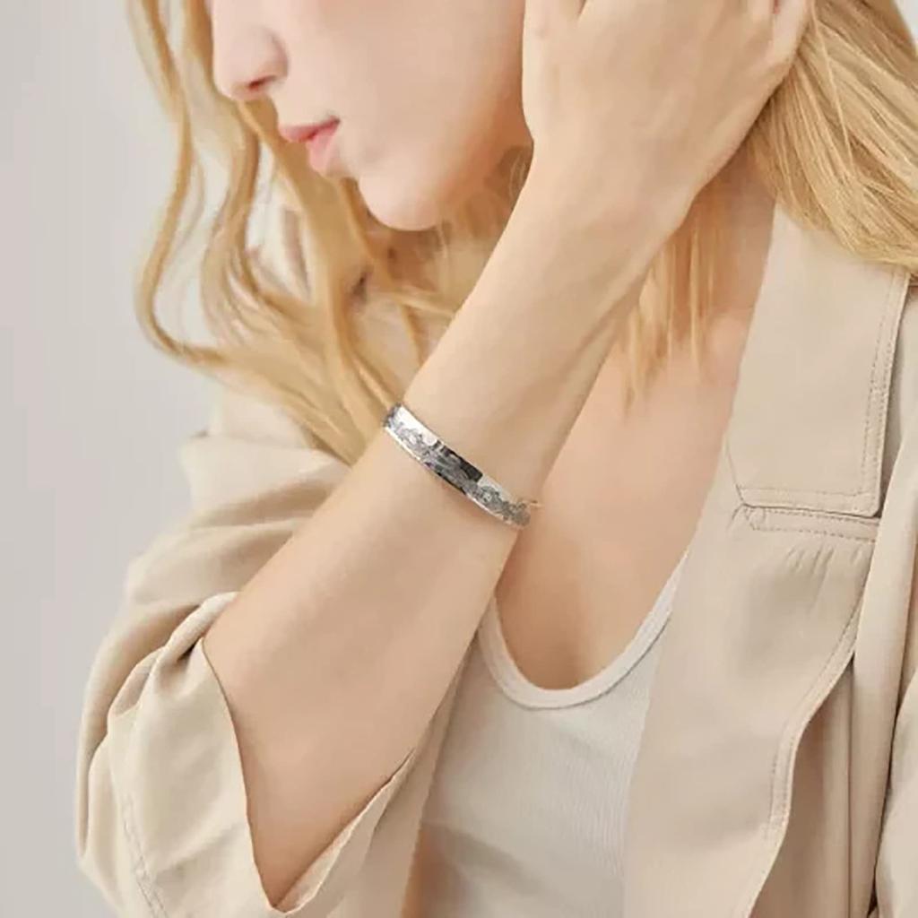 Bransoletka pamiątkowa dla mojego męża / krewnych ze stali nierdzewnej Bransoletka mankietowa z grawerowaną falą pamiątkową