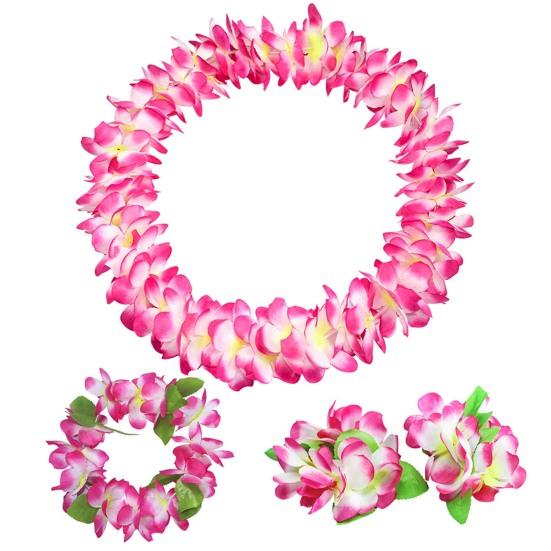 

4Pcs/Set Thickening Vibrant Color 80Pcs Flower Hawaiian Garland Hawaiian Flowers Necklace Headband Bracelets Lei Party Supplies 4pcs