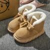 Fashion 2025 New Winter Warm Slippers Women Home Floor Shoes Soft Plush Lace-up Female Indoor Street Snow Boots Girls Platform Footwear