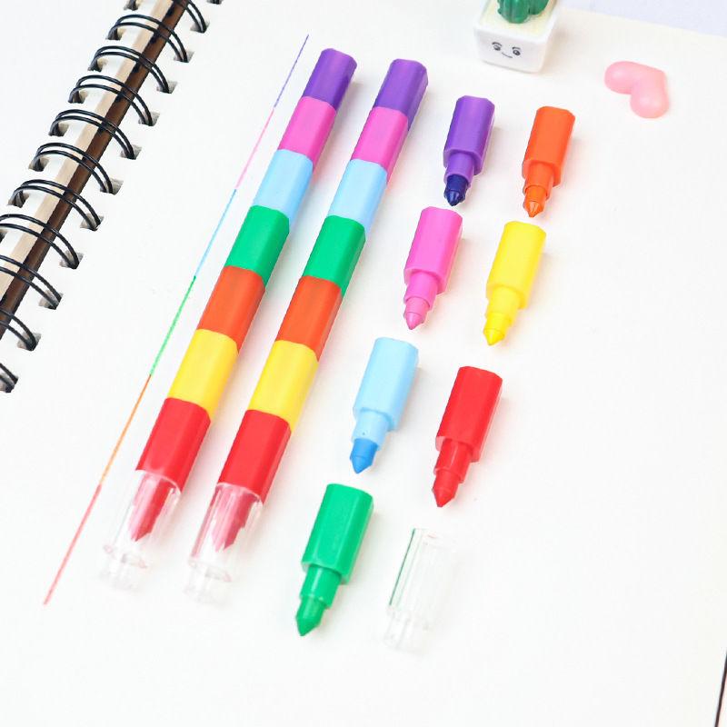 1/3/6/12pcs Building Blocks Crayon Painting Pens 12Colors School Office Birthday Party Gift Kindergarten Carnival Gifts TMZ