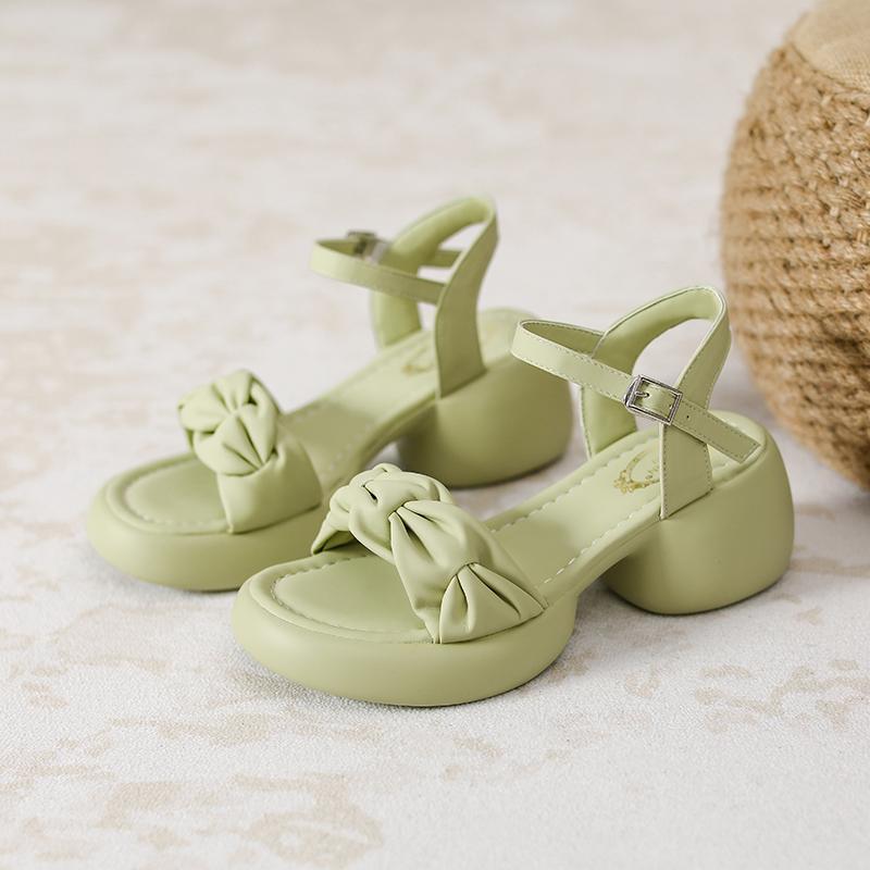 

Сандалии на платформе небольшого размера, женская летняя одежда, универсальные, с ремешком, удобные, на толстом каблуке, с высоким каблуком 40 зелёный