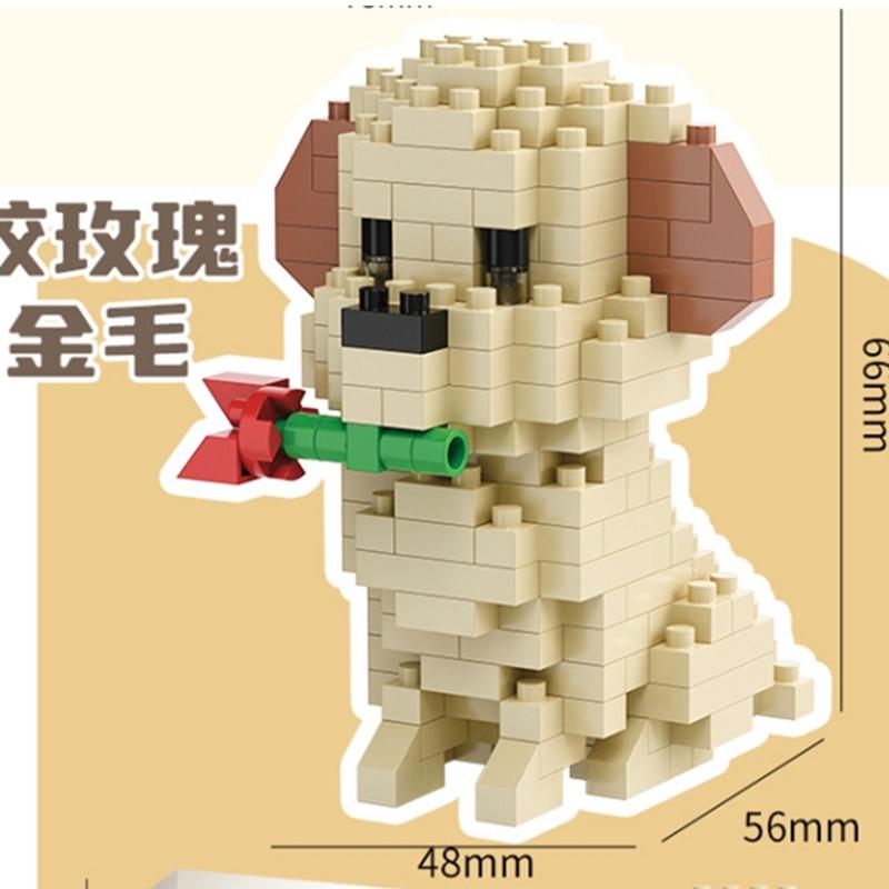 NEW DIY Cute Dog Shiba Inu Fado Husky Teddy Schnauzer Golden Retriever Pets Building Blocks Kit Bricks Model Kids Toy