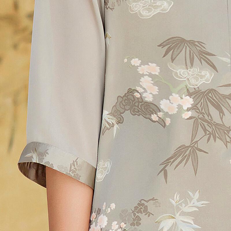 Paster Retro Floral Print Seven-Sleeve Top & Pants Set