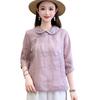 Women's Summer 2024 Chinese Retro Embroidered Cotton Linen Shirt