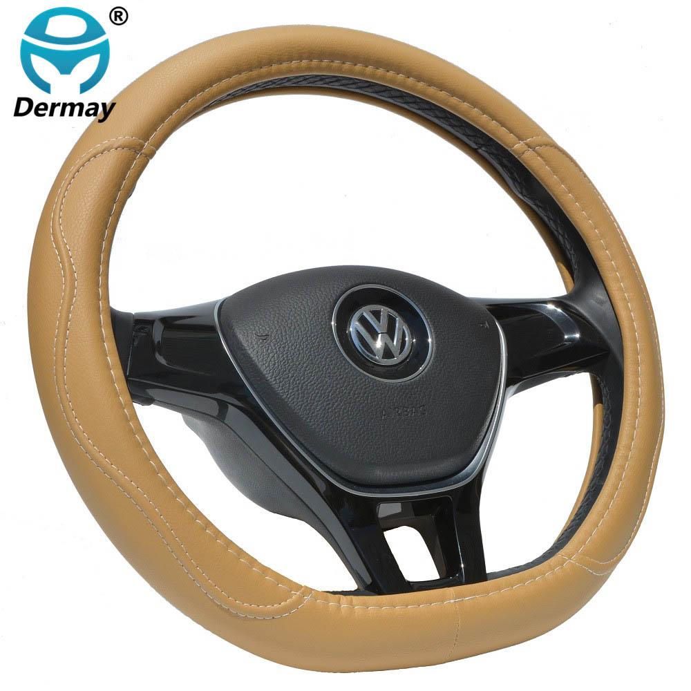 DERMAY D-Form Mikrofaserleder Auto Lenkradbezug Vier Jahreszeiten Lenkradnaben für VW GOLF 7 2015 POLO JETTA