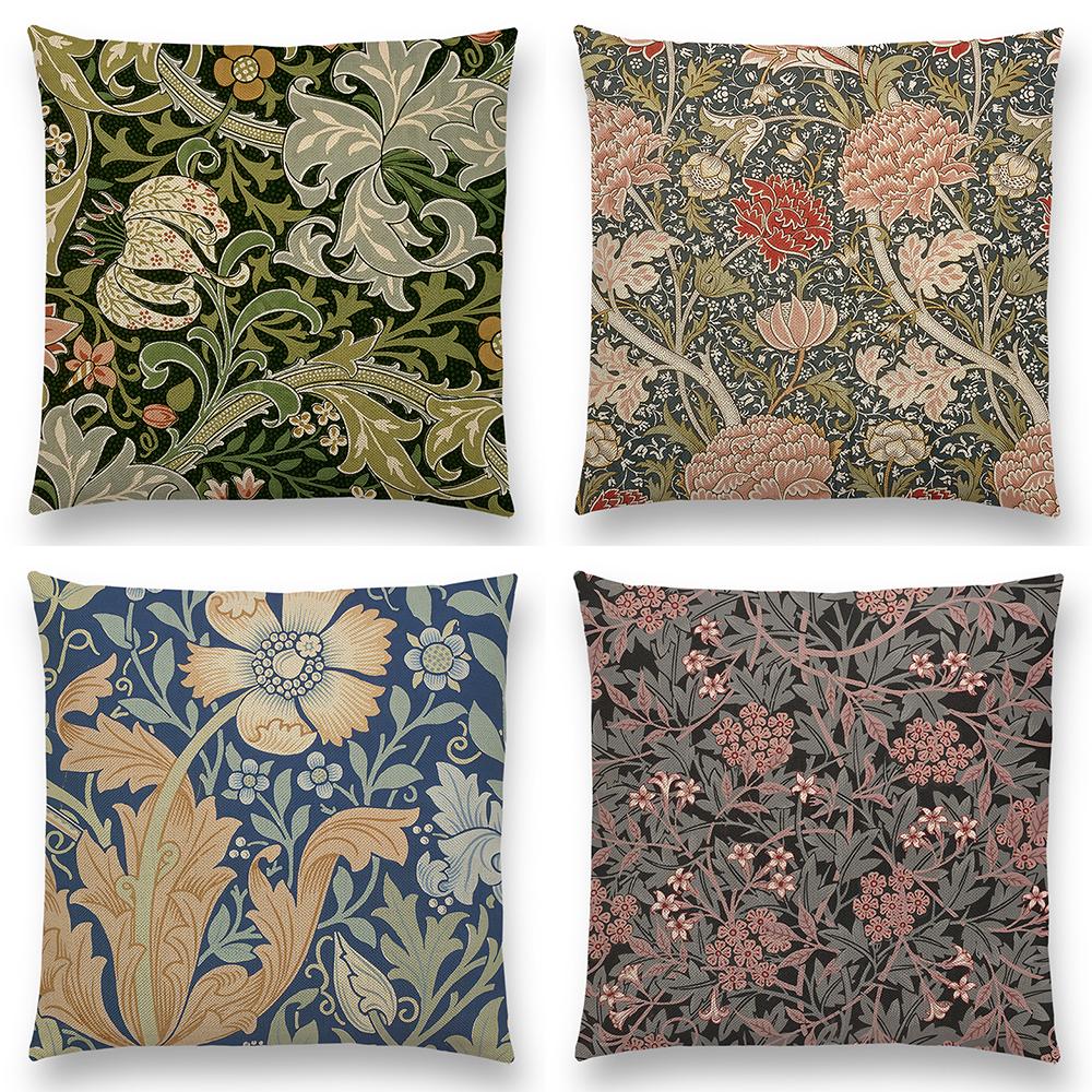 William Morris Thief Roter Kissenbezug, Leinen, Luxus-Überwurfkissen, Heimdekoration für Sofa, Wohnzimmer, Kissenbezug, 40 cm/45 cm/50 cm/60 cm