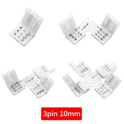 Free Soldering 3PIN WS2812B WS2811 LED Strip Connector For Connecting Corner Right Angle 10MM For Ws2811 2812 Strip Light Tape