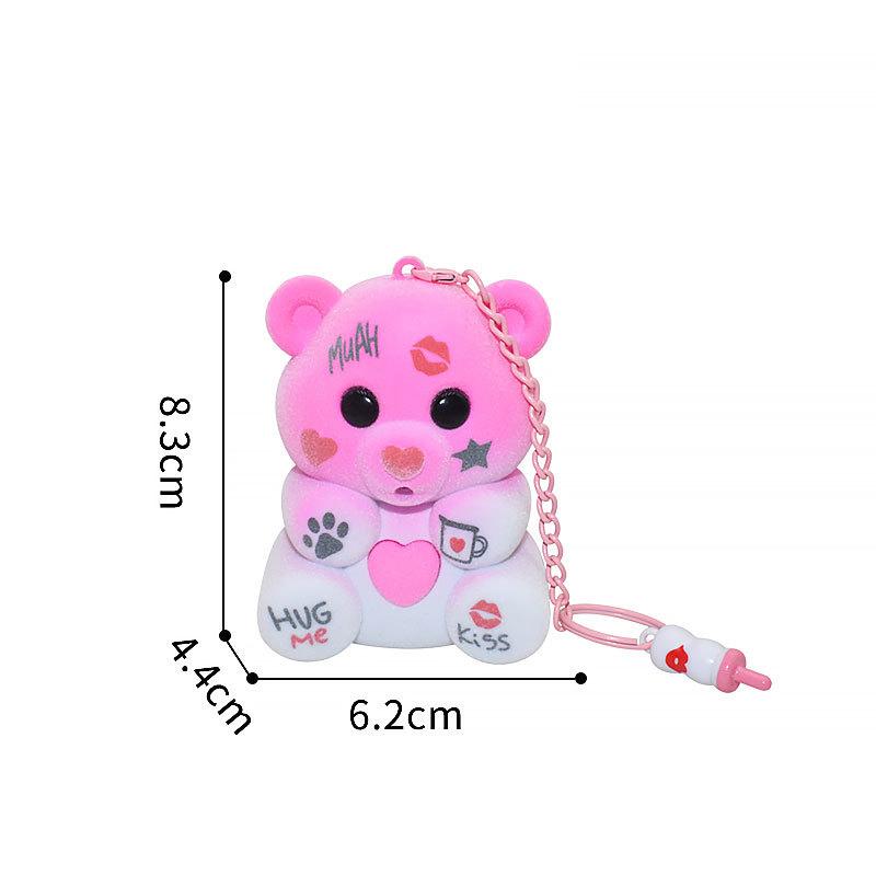 Cartoon Cute Pacifier Recording Love Heart Bear Funny Drinking Milk Glowing Toys Keychain Pendant Music Singing Bear Couple Gift розовый