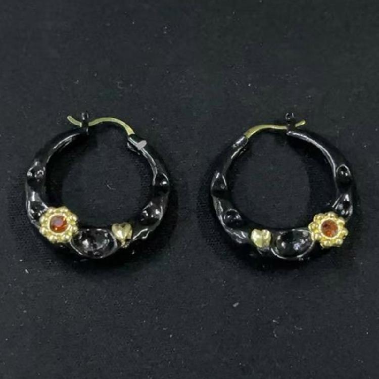 Fashionable Black French Earrings Portable Sturdy Alloy Construction Ornament for Everyday Use and Formal Setting
