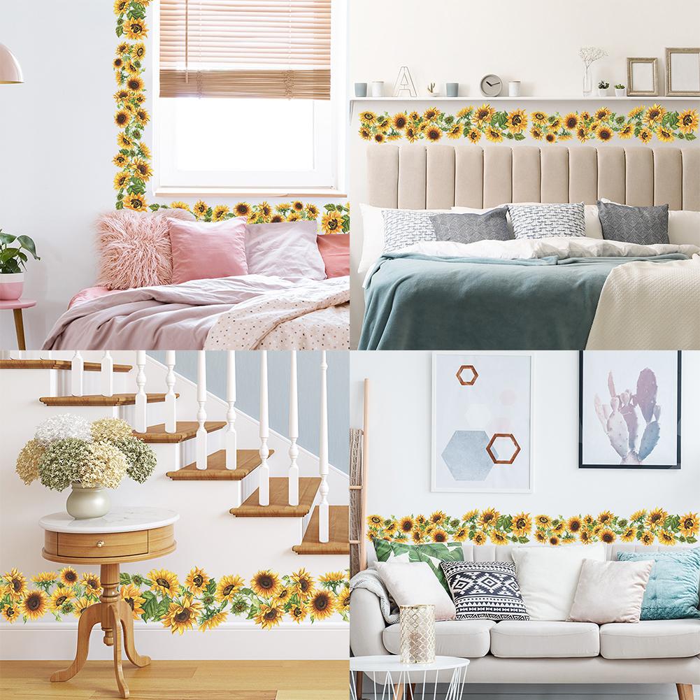 Wall Sticker Sunflower Edge Line 5.5*44.8inch For Home