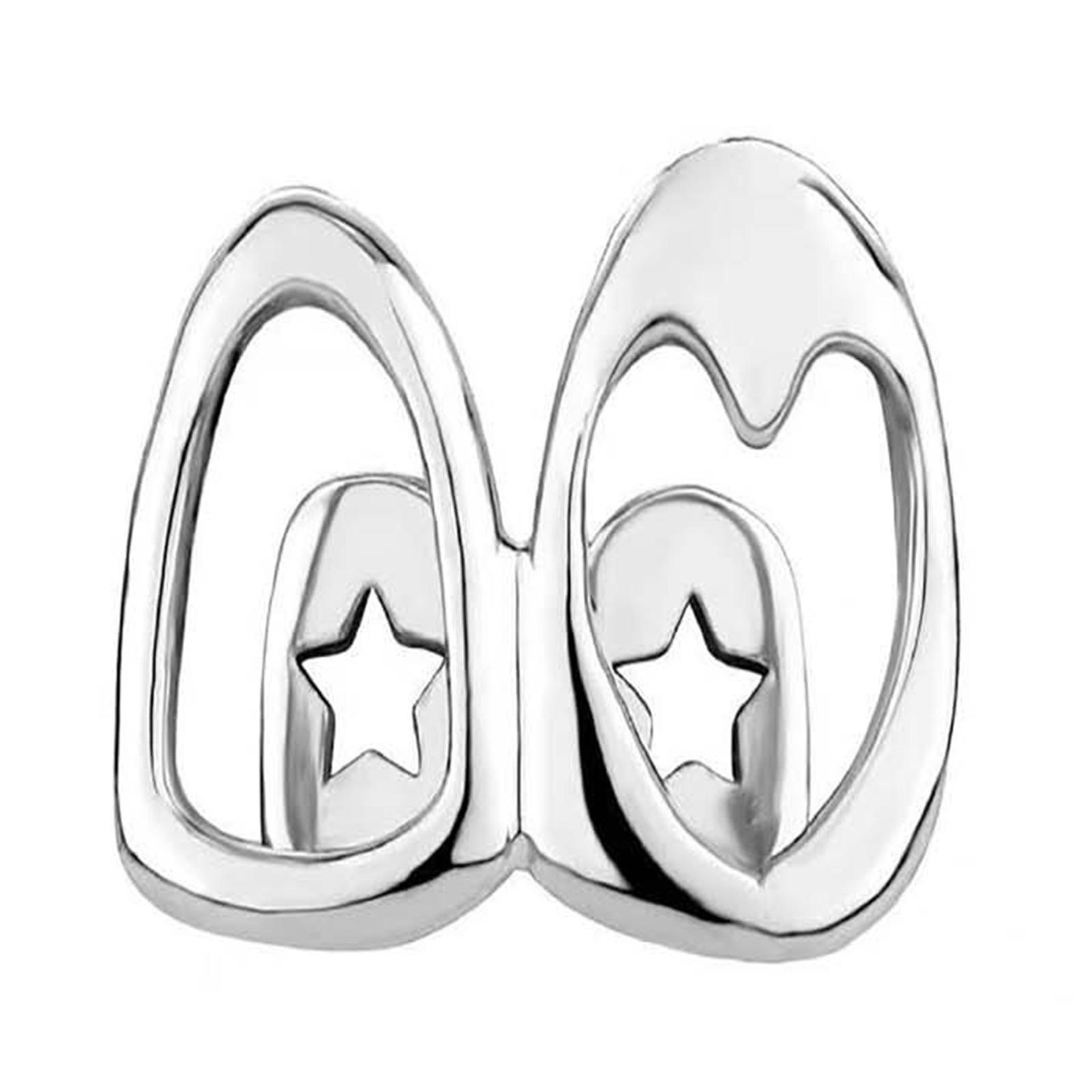 

Stylish Copper Plated Tone Hollow Heart Teeth Grills Fashion Accessory Decoration Portable for Unique Expression Event серебряный