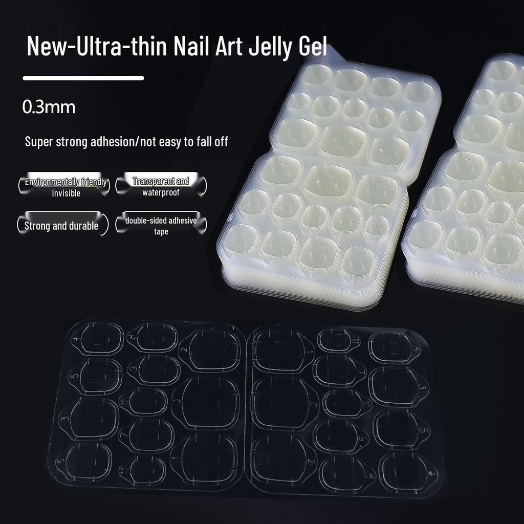 Upgraded Waterproof Double-Sided Wearable Jelly Nail Glue - Super Sticky Adhesive for Nails