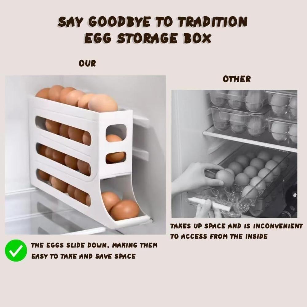 1Pcs Refrigerator Egg Rack 4 Tiers Dispenser 30 Egg Container Automatic Rolling Egg Container Egg Storage Rack for Kitchen