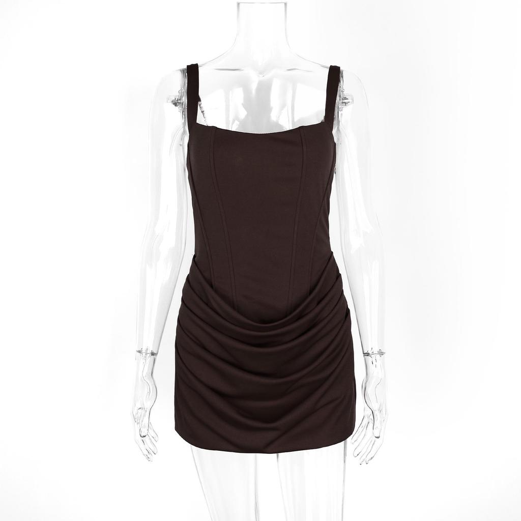 Women's European & American Sexy Fishbone Slim Fit Backless Spaghetti Strap Dress - Hot Girl & Mature Style