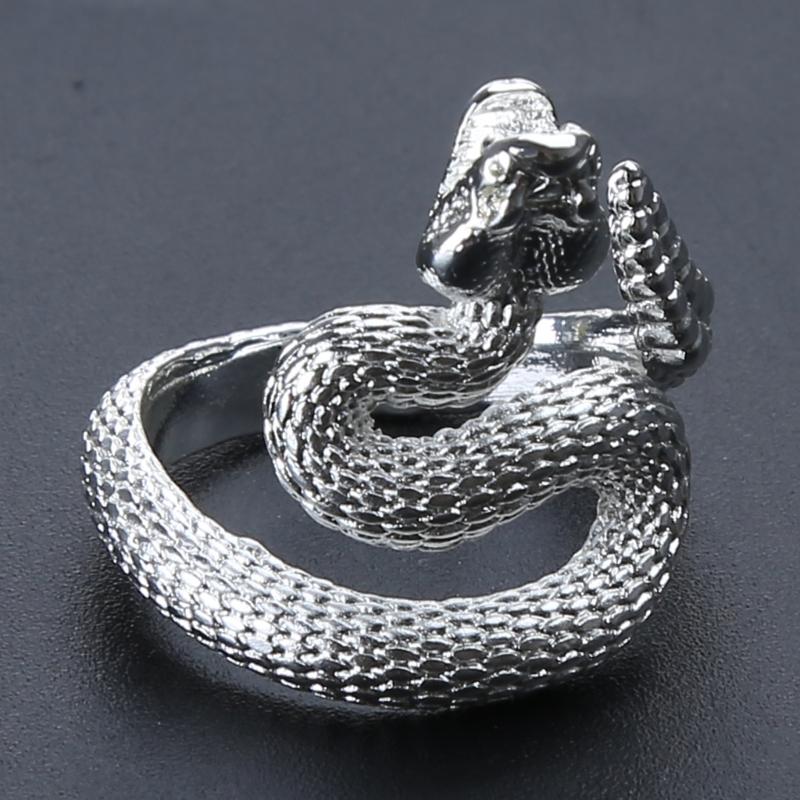 Snake Ring with Tail Copper Rattlesnake Shaped Finger Ring Jewelry Handmade Adjustable Serpent Ring Gift for Men Women