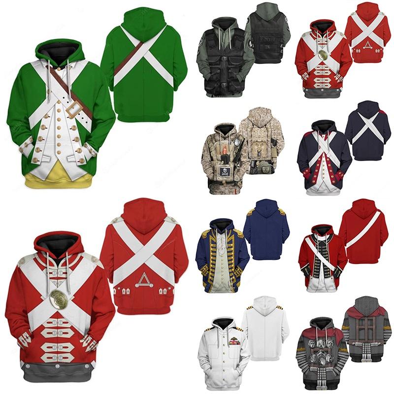Historical Army Uniforms 3d Pattern Hoodie Cosplay Sweatershirt For Men And Women